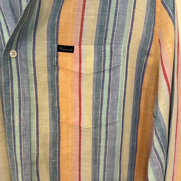 Facconable linen striped men’s button down shirt Large - Picture 3 of 5